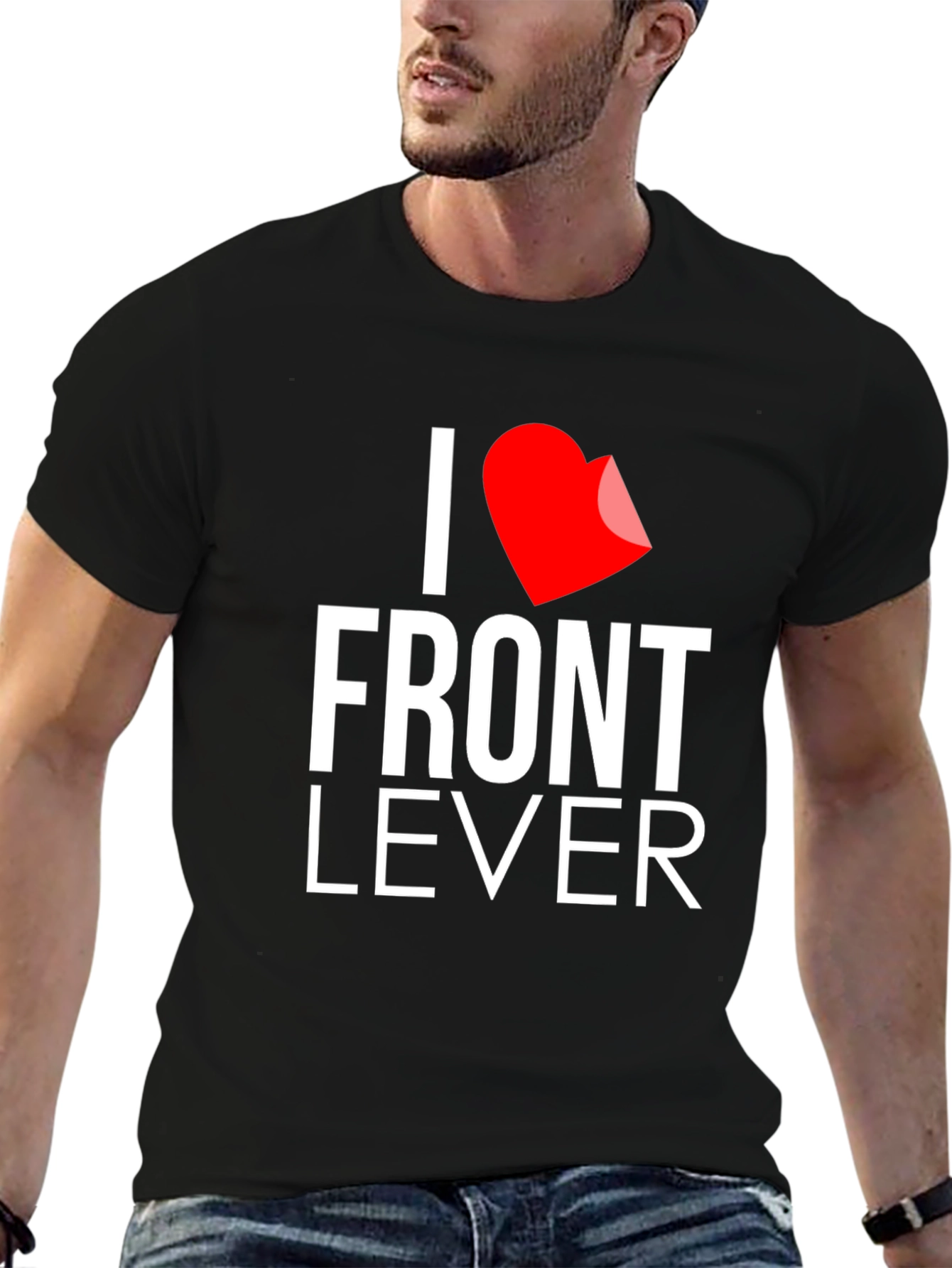 I Love Front Lever Black T-Shirt - Fitness Apparel