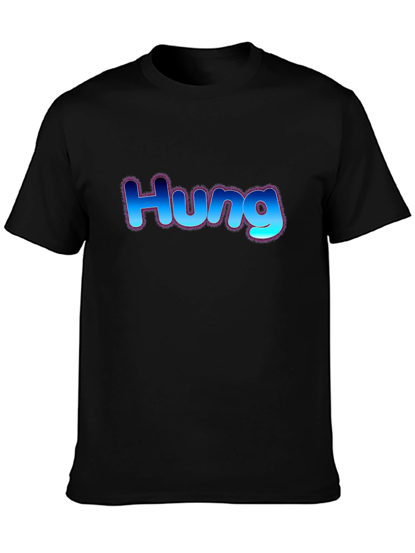 Hung T-Shirt - Bold Blue Graphic Design