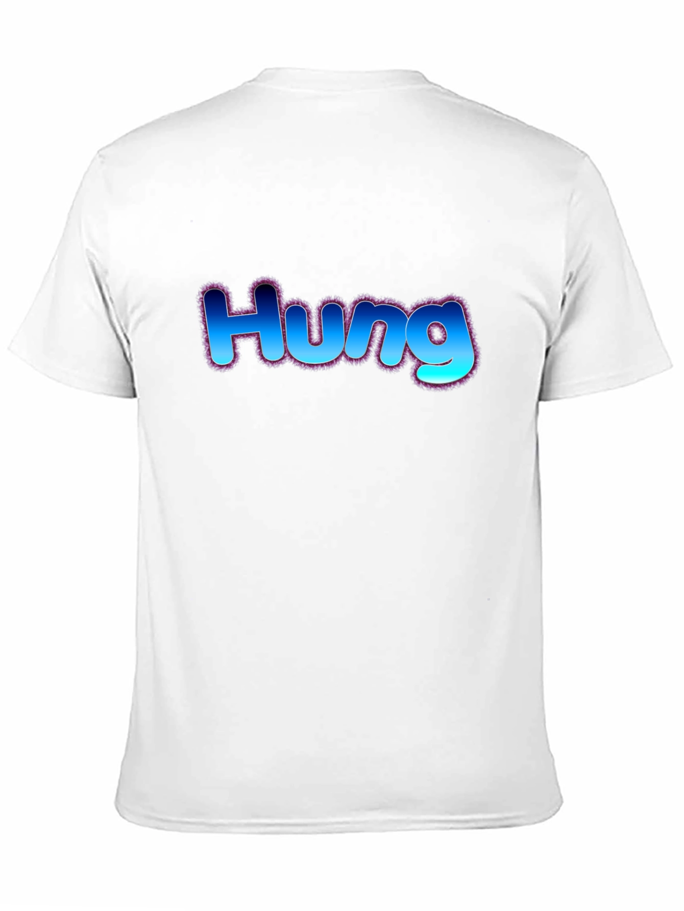 Hung T-Shirt - Bold Blue Graphic Design
