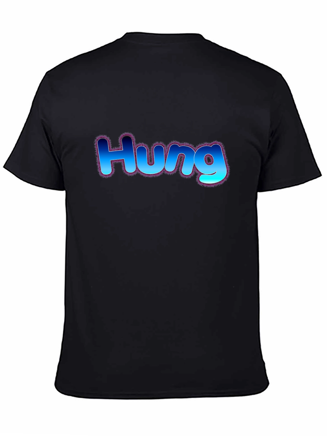 Hung T-Shirt - Bold Blue Graphic Design