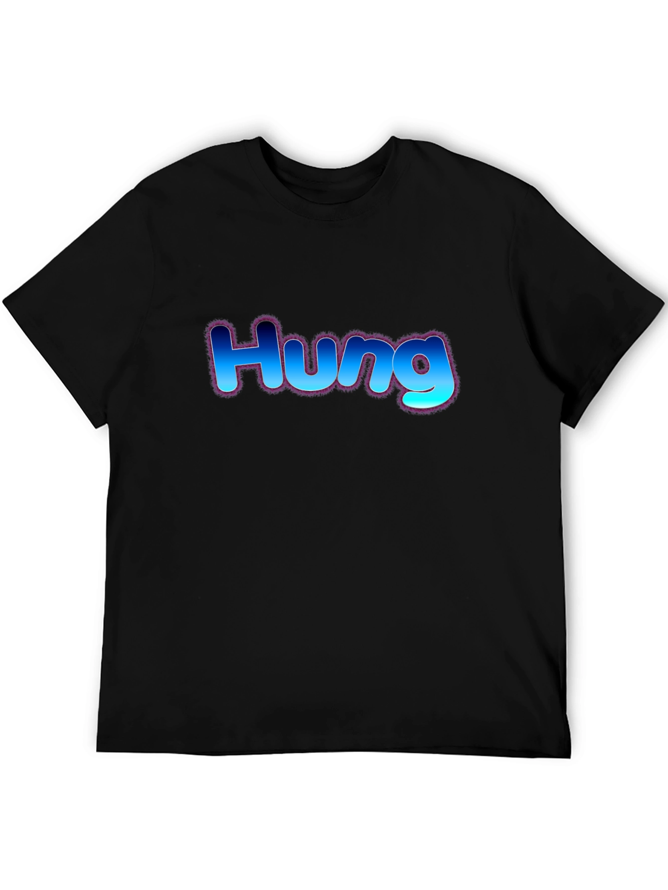 Hung T-Shirt - Bold Blue Graphic Design