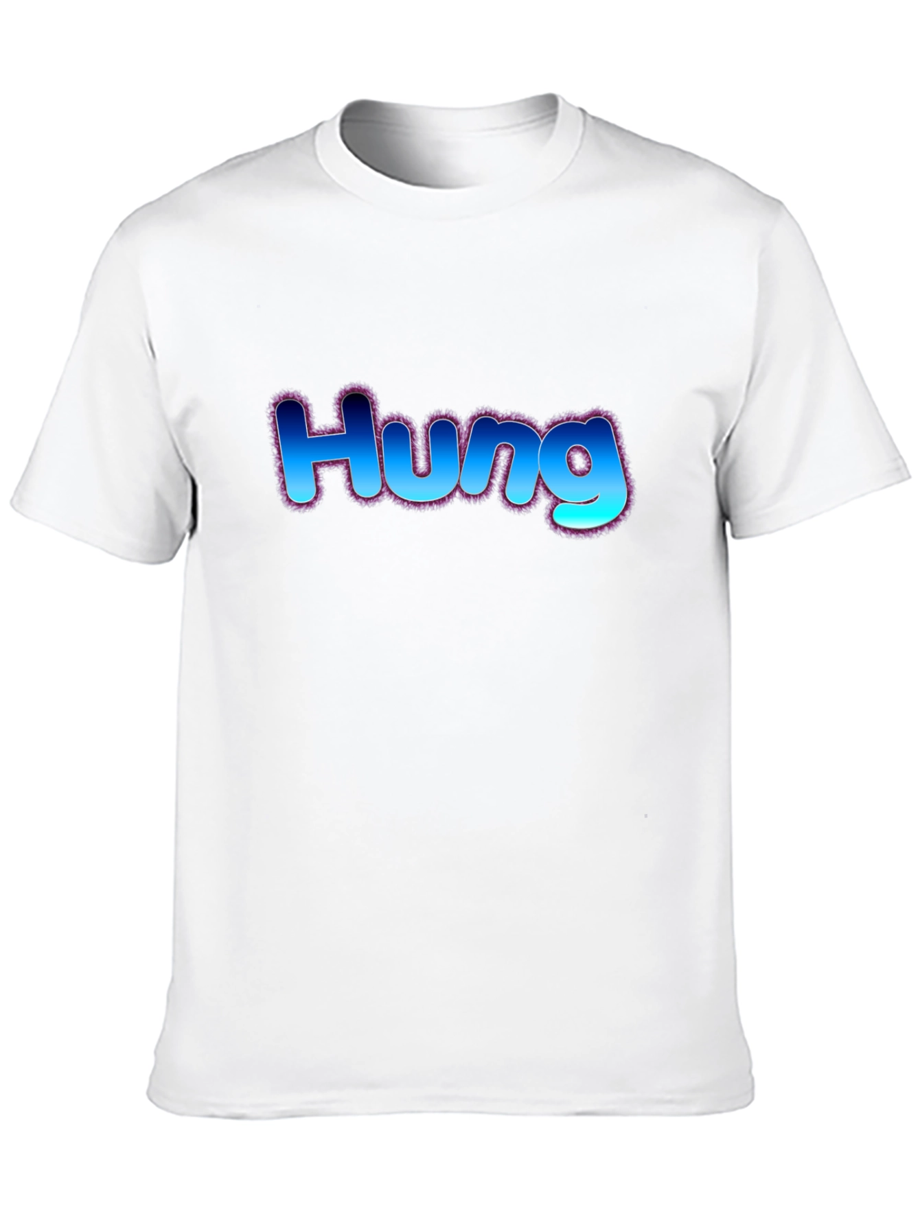 Hung T-Shirt - Bold Blue Graphic Design