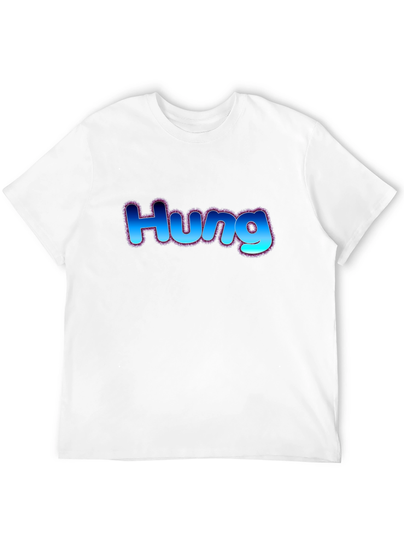 Hung T-Shirt - Bold Blue Graphic Design
