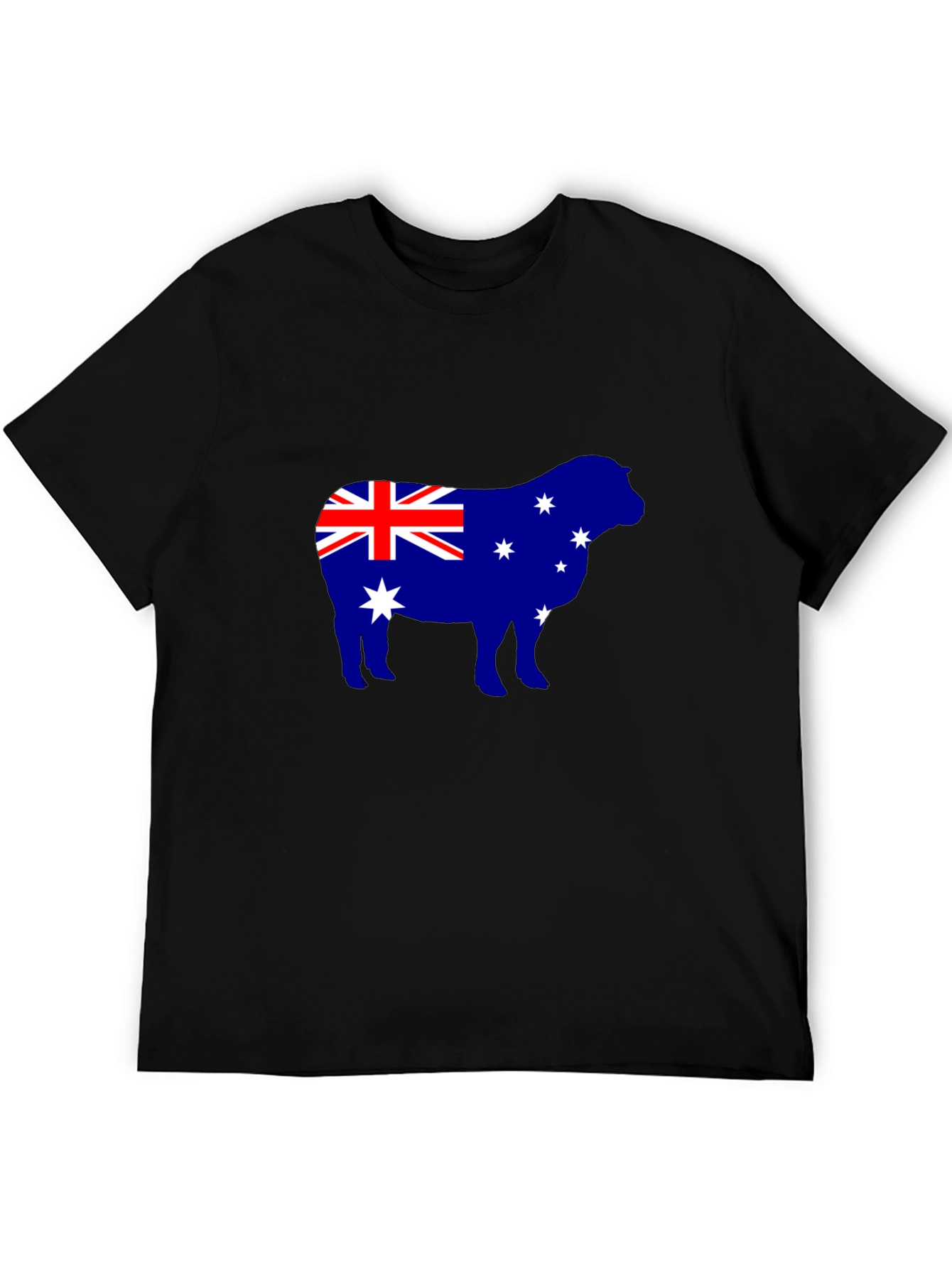 Australian Flag Sheep Graphic Tee - Black