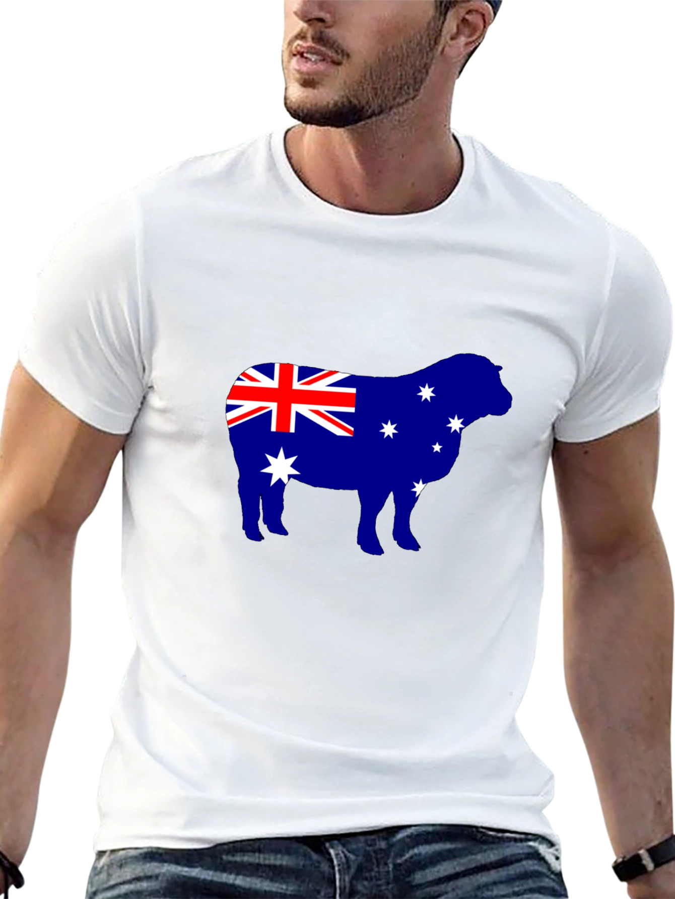 Australian Flag Sheep Graphic Tee - Black