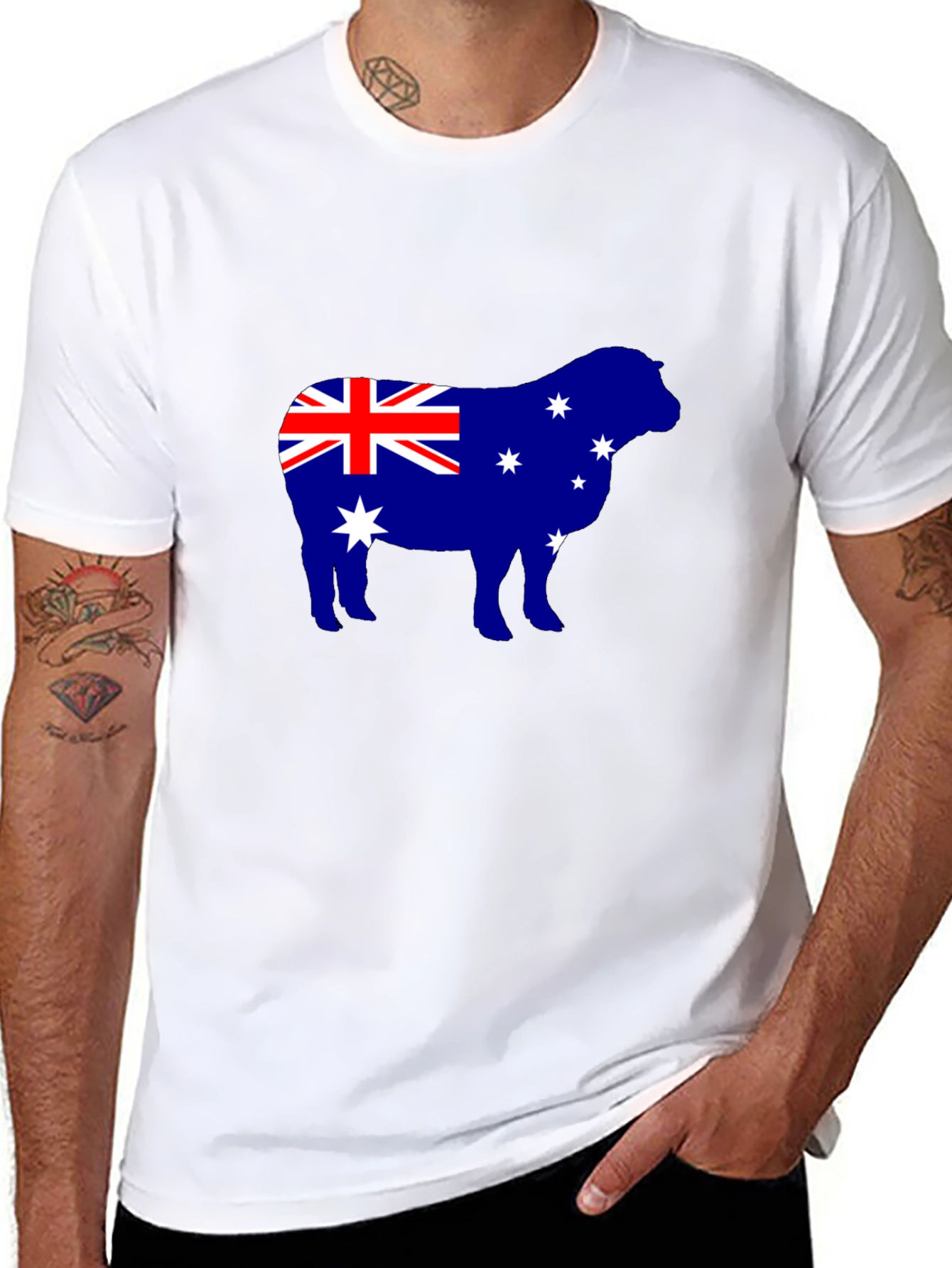 Australian Flag Sheep Graphic Tee - Black