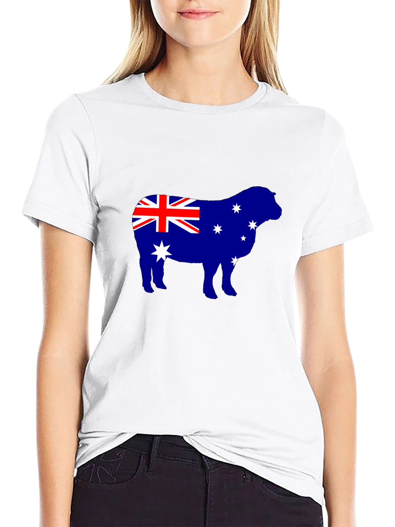 Australian Flag Sheep Graphic Tee - Black