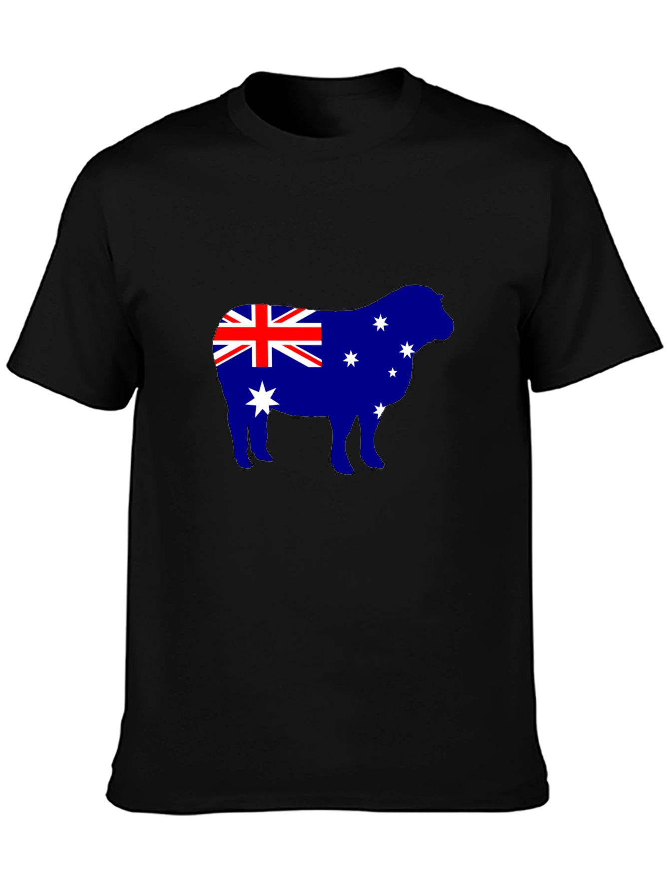 Australian Flag Sheep Graphic Tee - Black
