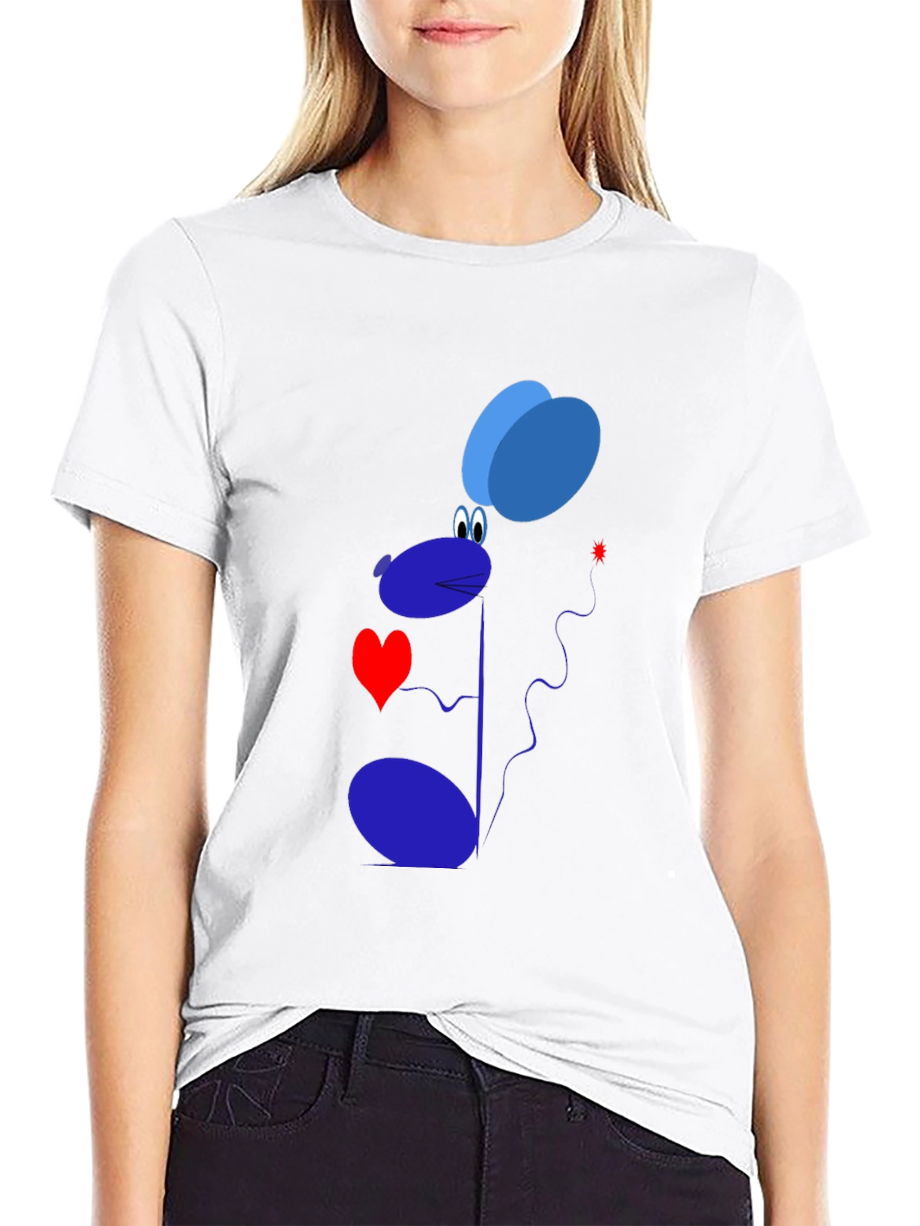 Cartoon Mouse Graphic T-Shirt - Black Cotton Tee
