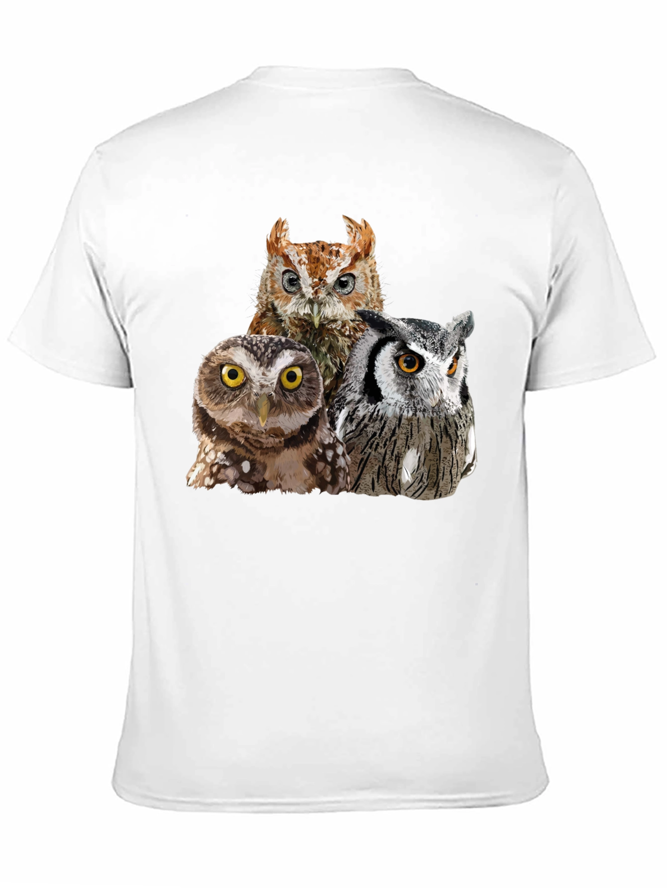 Owl Trio Graphic T-Shirt - Black Cotton Tee