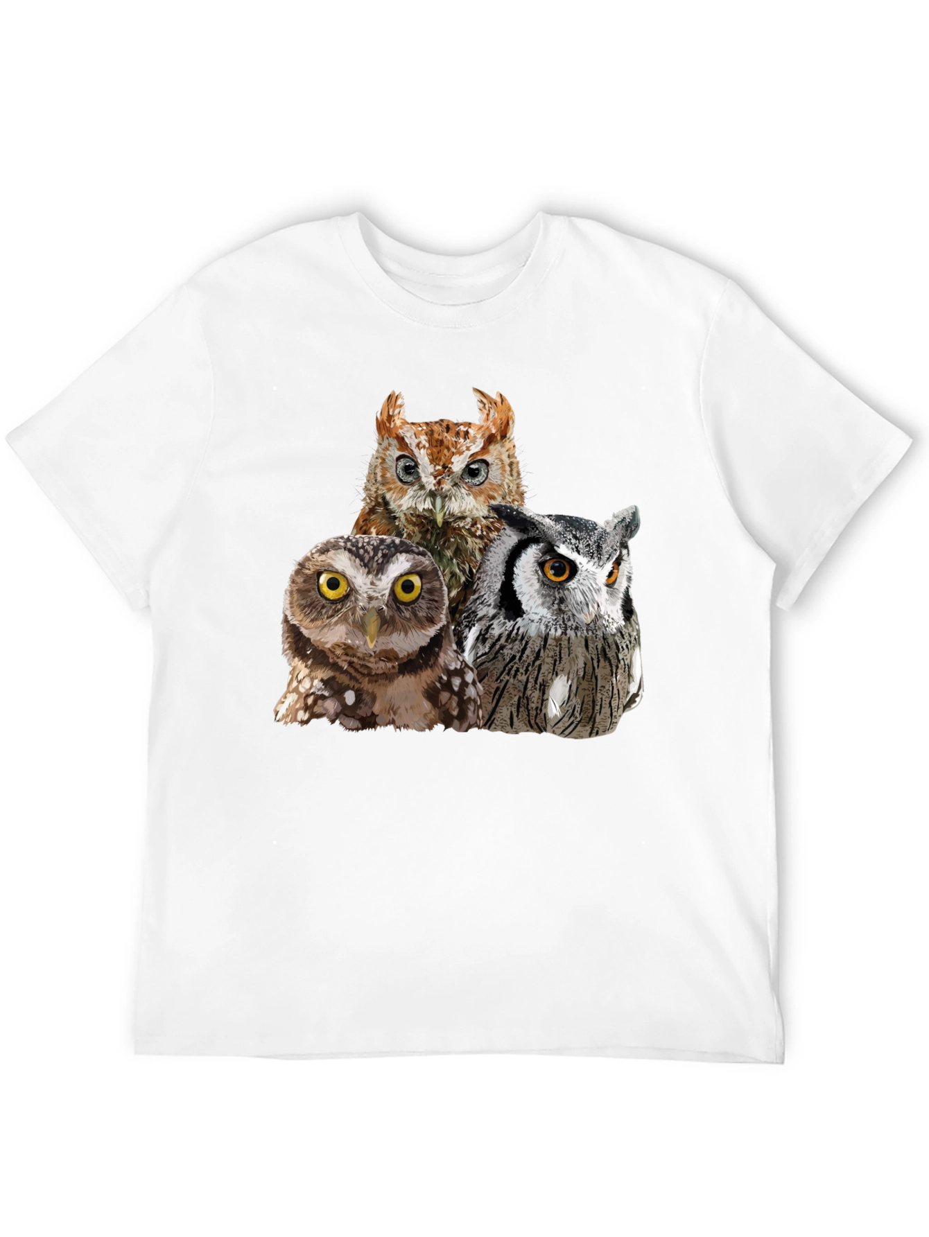 Owl Trio Graphic T-Shirt - Black Cotton Tee
