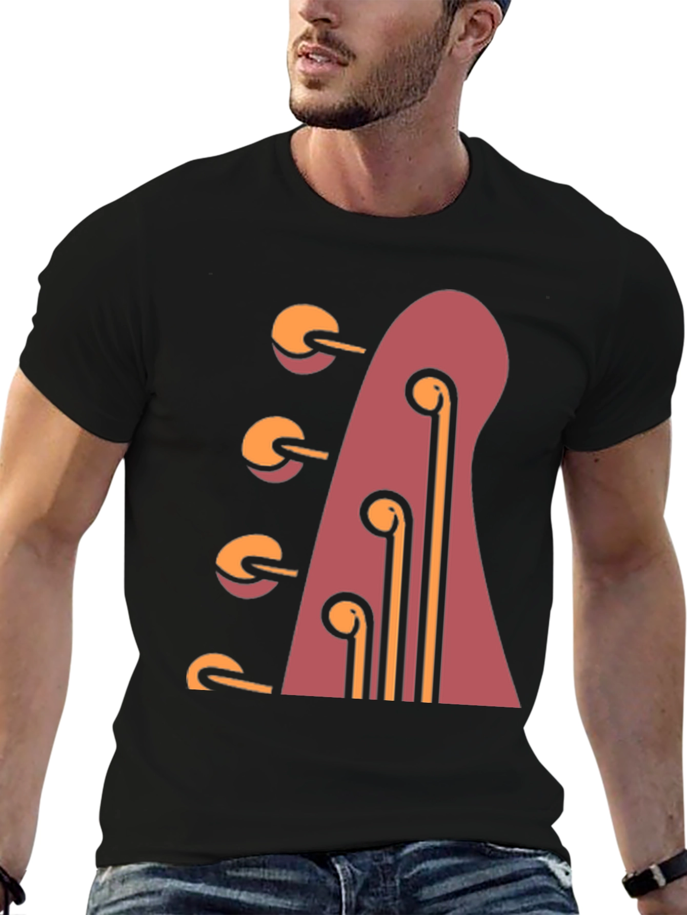 Guitar Headstock Graphic Tee - Black