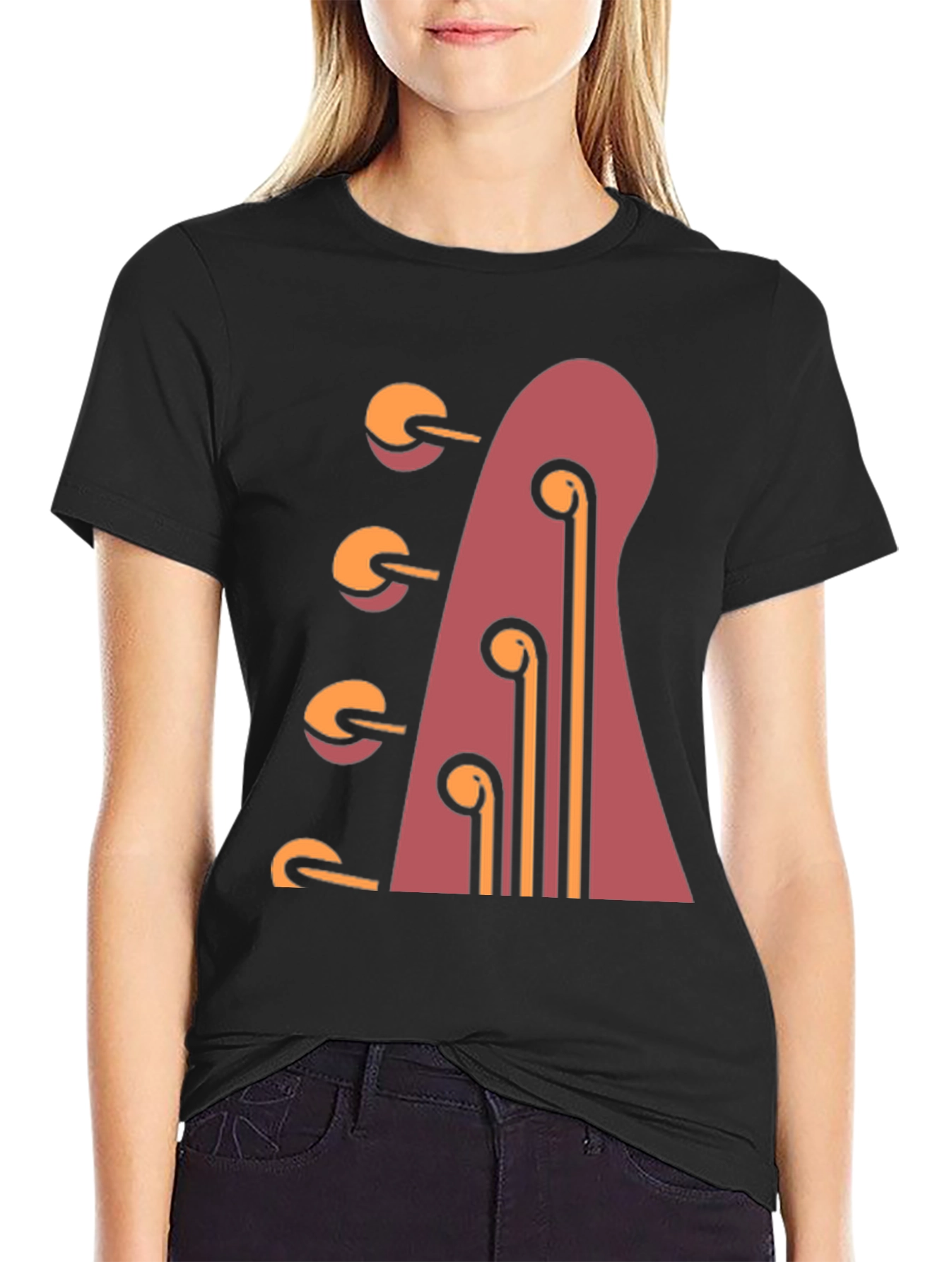 Guitar Headstock Graphic Tee - Black