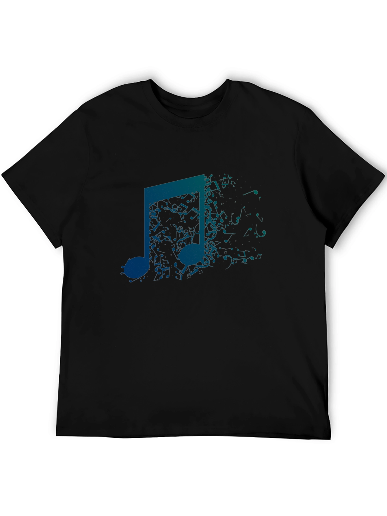 Mens Black Graphic Tee: Music Note Design