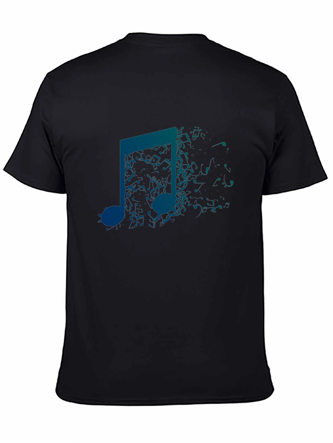 Mens Black Graphic Tee: Music Note Design