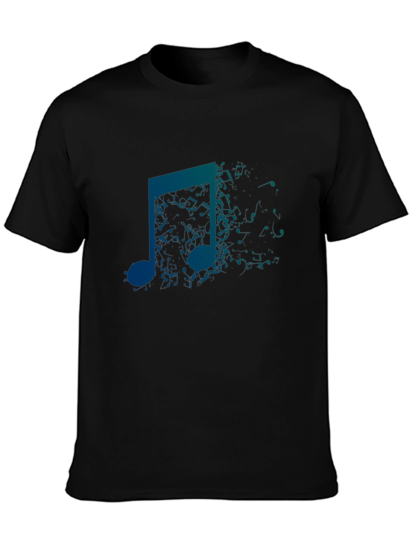 Mens Black Graphic Tee: Music Note Design