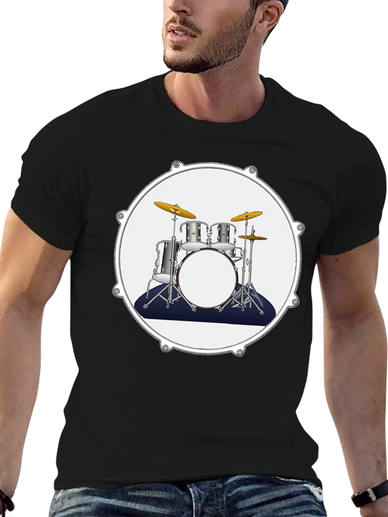 Drum Kit Graphic Tee - Musician Style T-Shirt