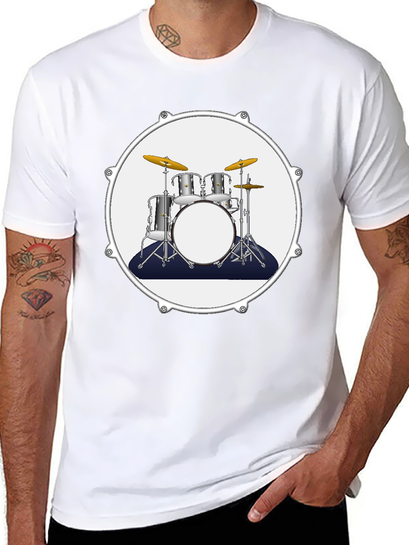 Drum Kit Graphic Tee - Musician Style T-Shirt