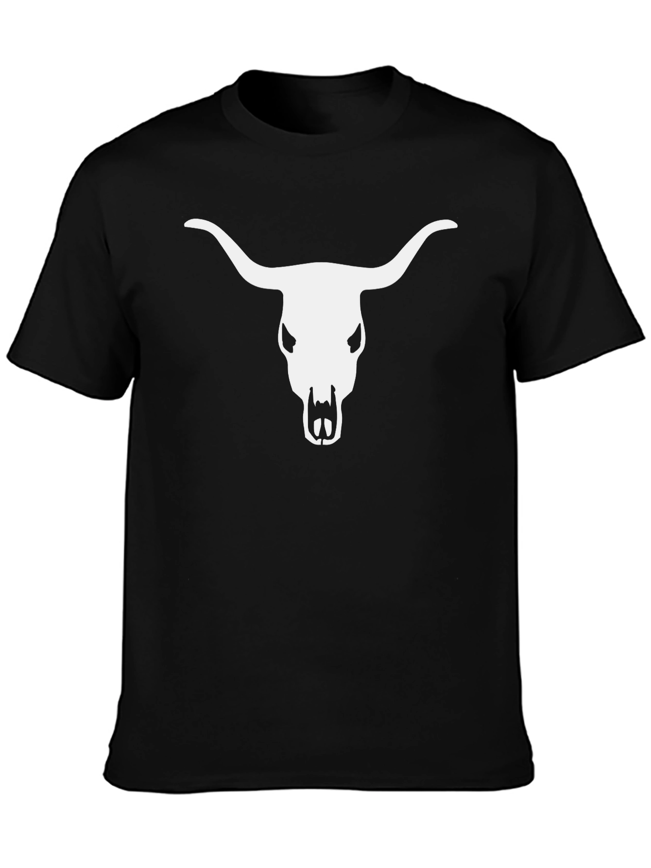 Bull Skull Graphic Tee - Black Cotton T-Shirt