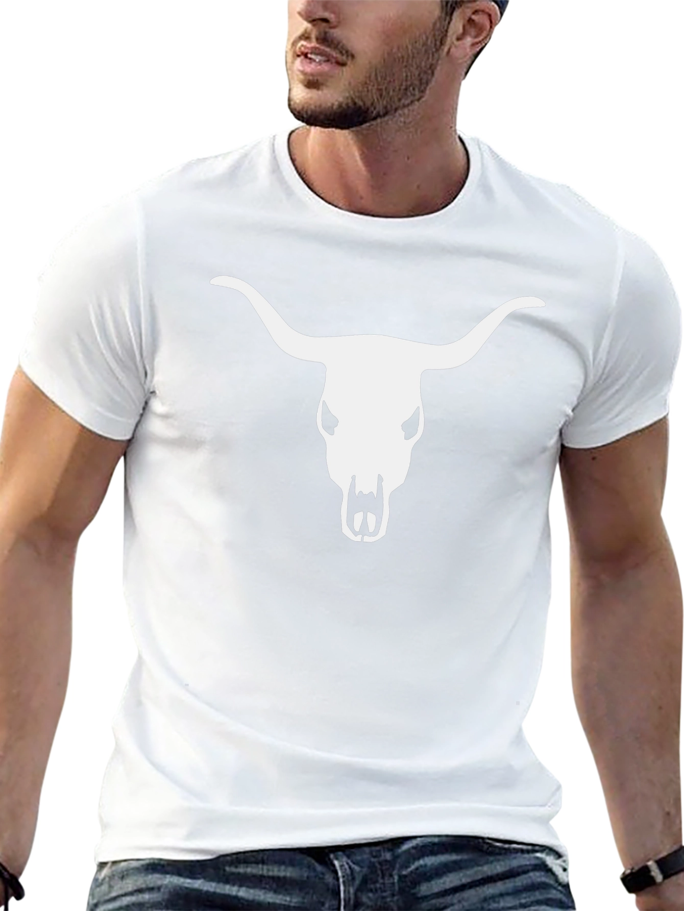 Bull Skull Graphic Tee - Black Cotton T-Shirt