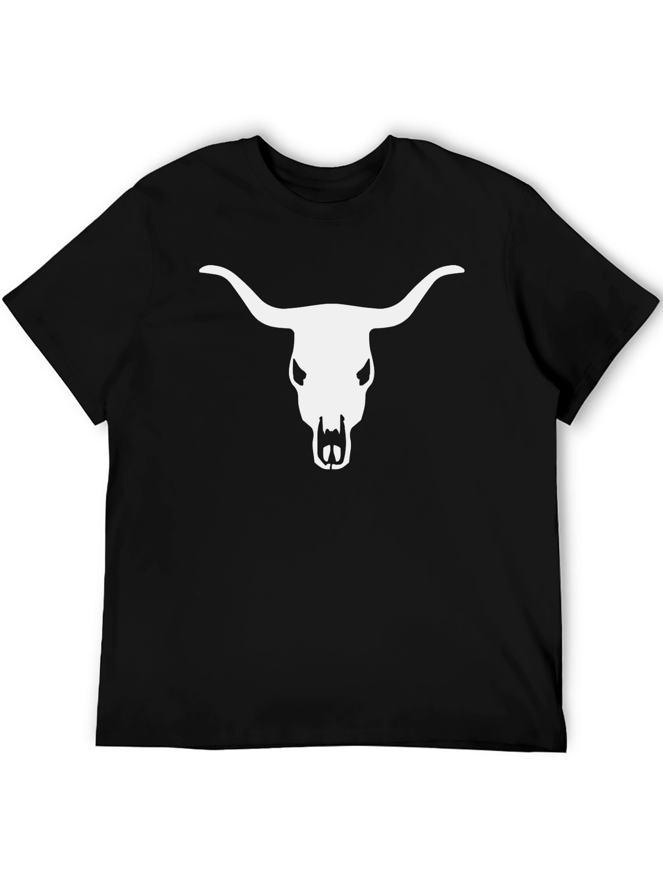 Bull Skull Graphic Tee - Black Cotton T-Shirt