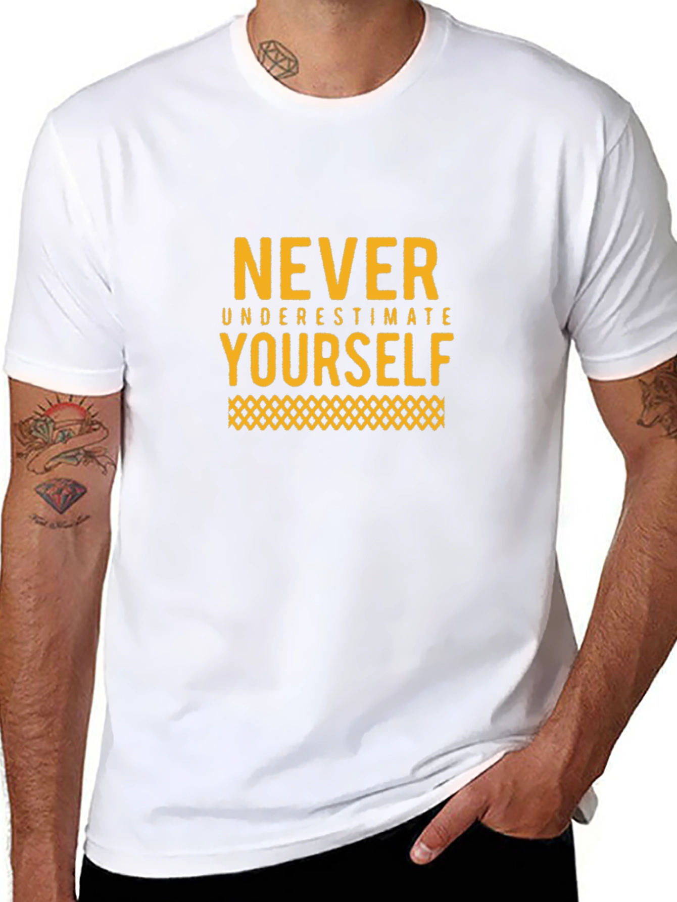 Motivational Black T-Shirt: Never Underestimate Yourself