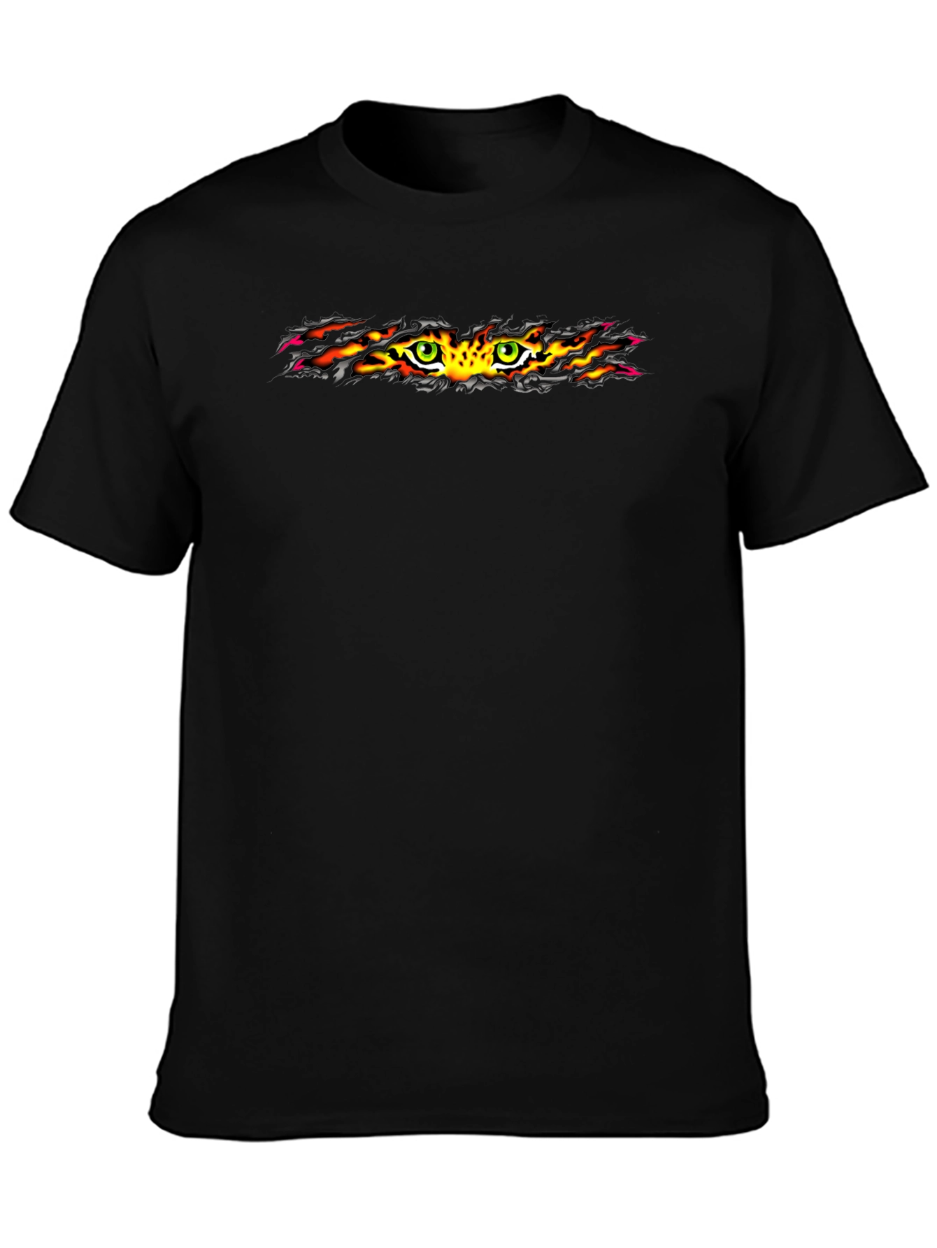 Fiery Eyes Graphic Tee - Bold Black T-Shirt