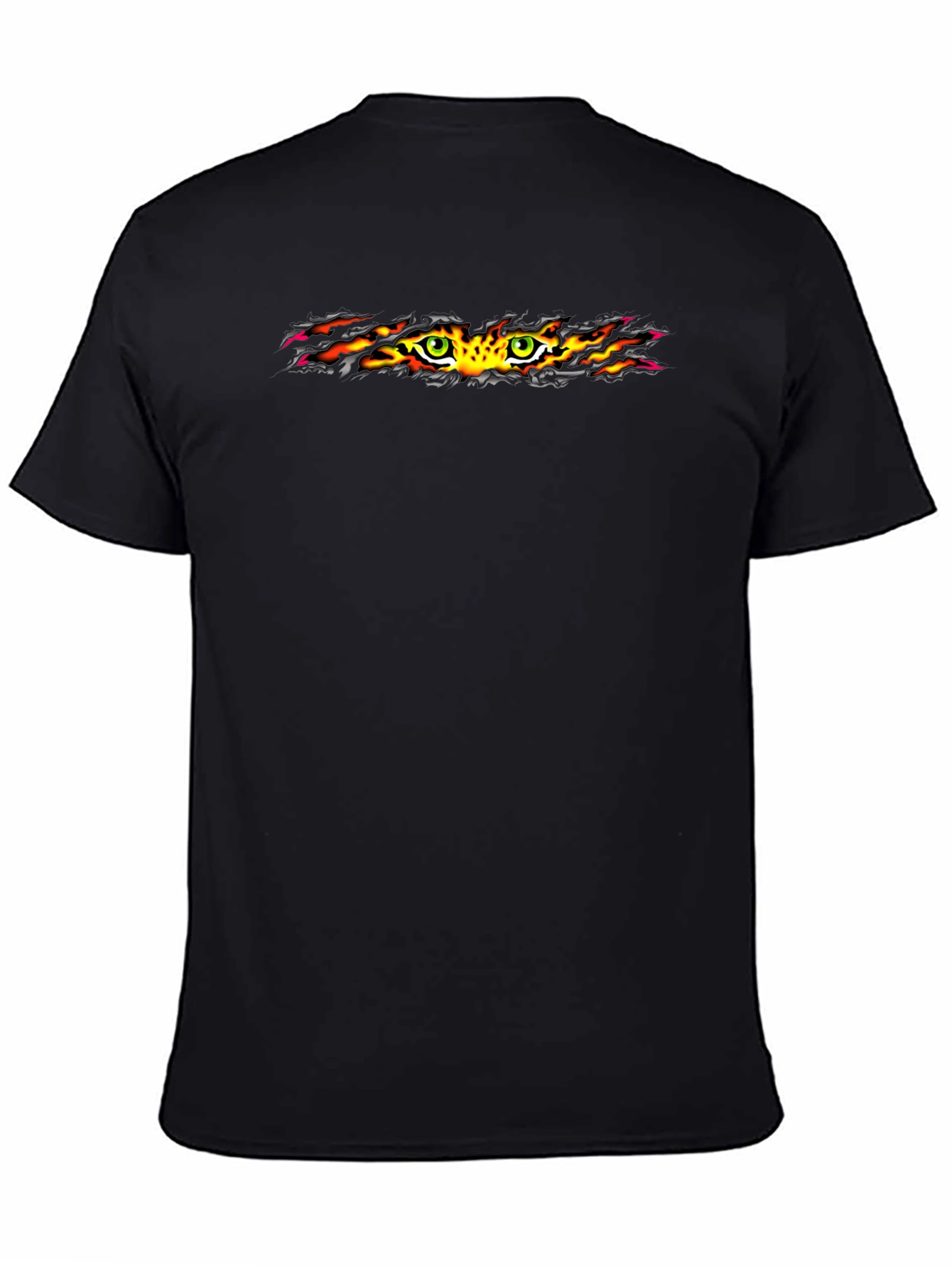 Fiery Eyes Graphic Tee - Bold Black T-Shirt