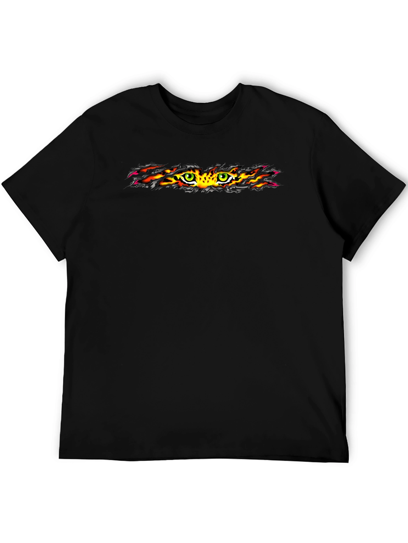 Fiery Eyes Graphic Tee - Bold Black T-Shirt
