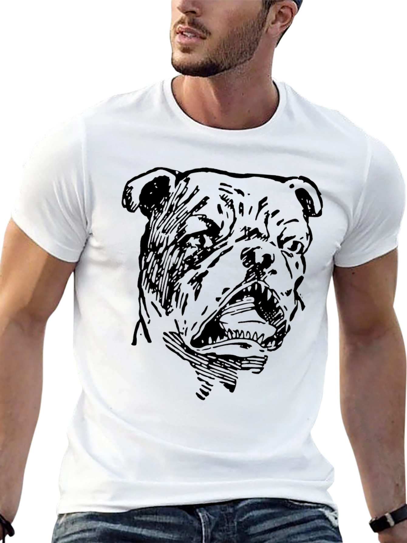 Bulldog Graphic Print Black T-Shirt