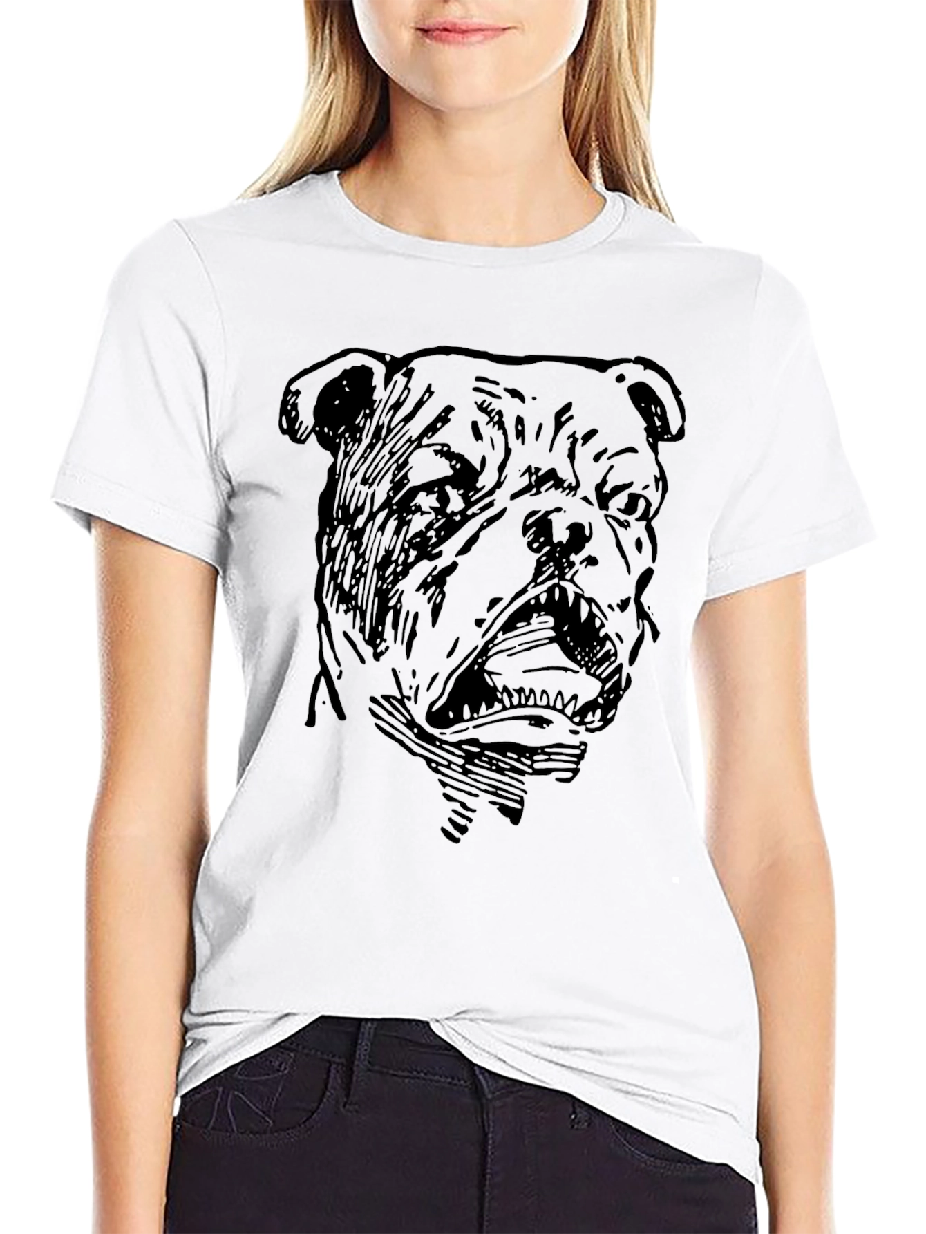 Bulldog Graphic Print Black T-Shirt