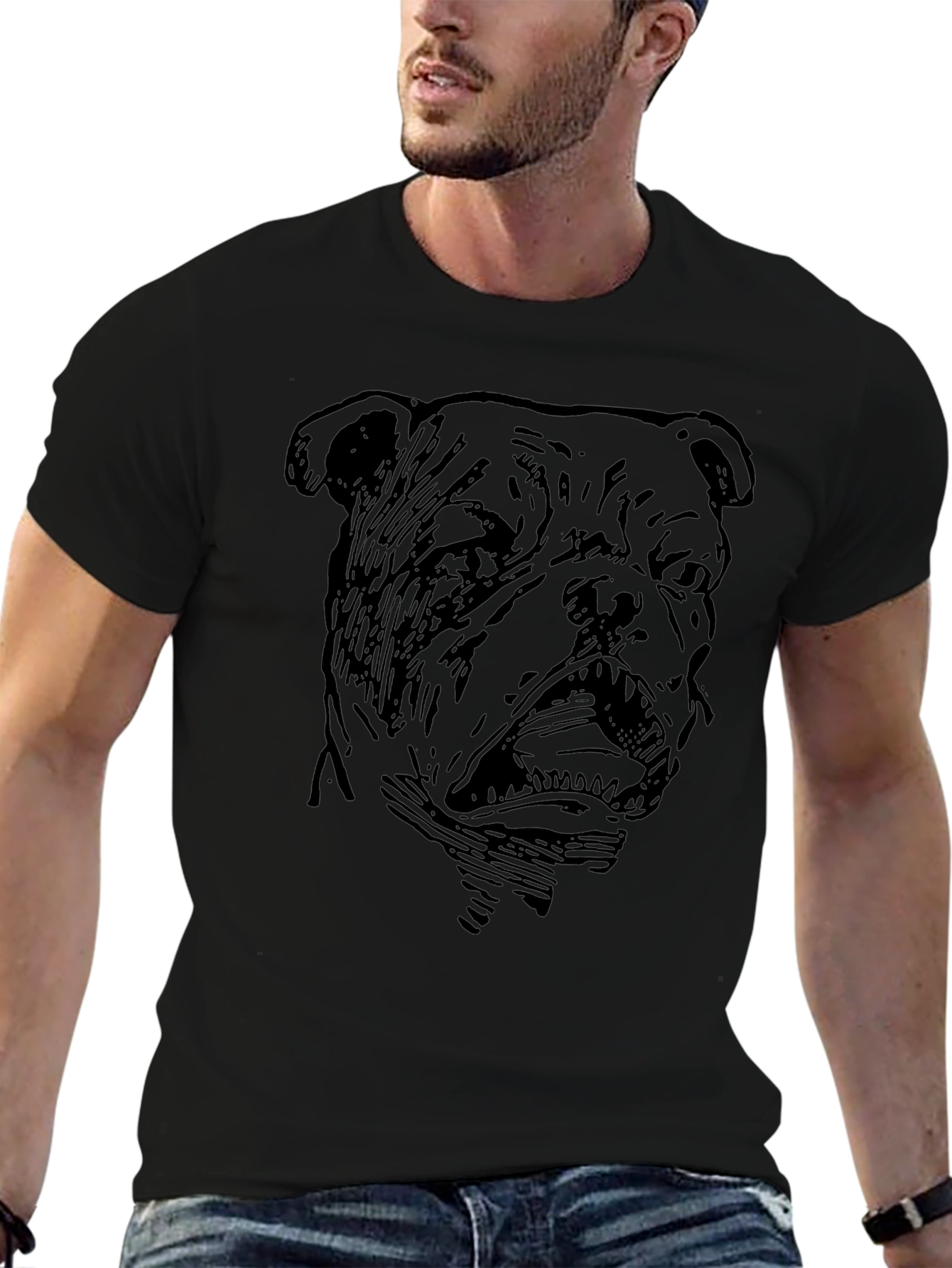 Bulldog Graphic Print Black T-Shirt