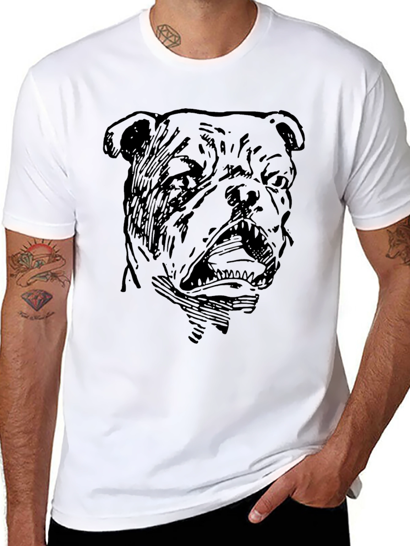 Bulldog Graphic Print Black T-Shirt