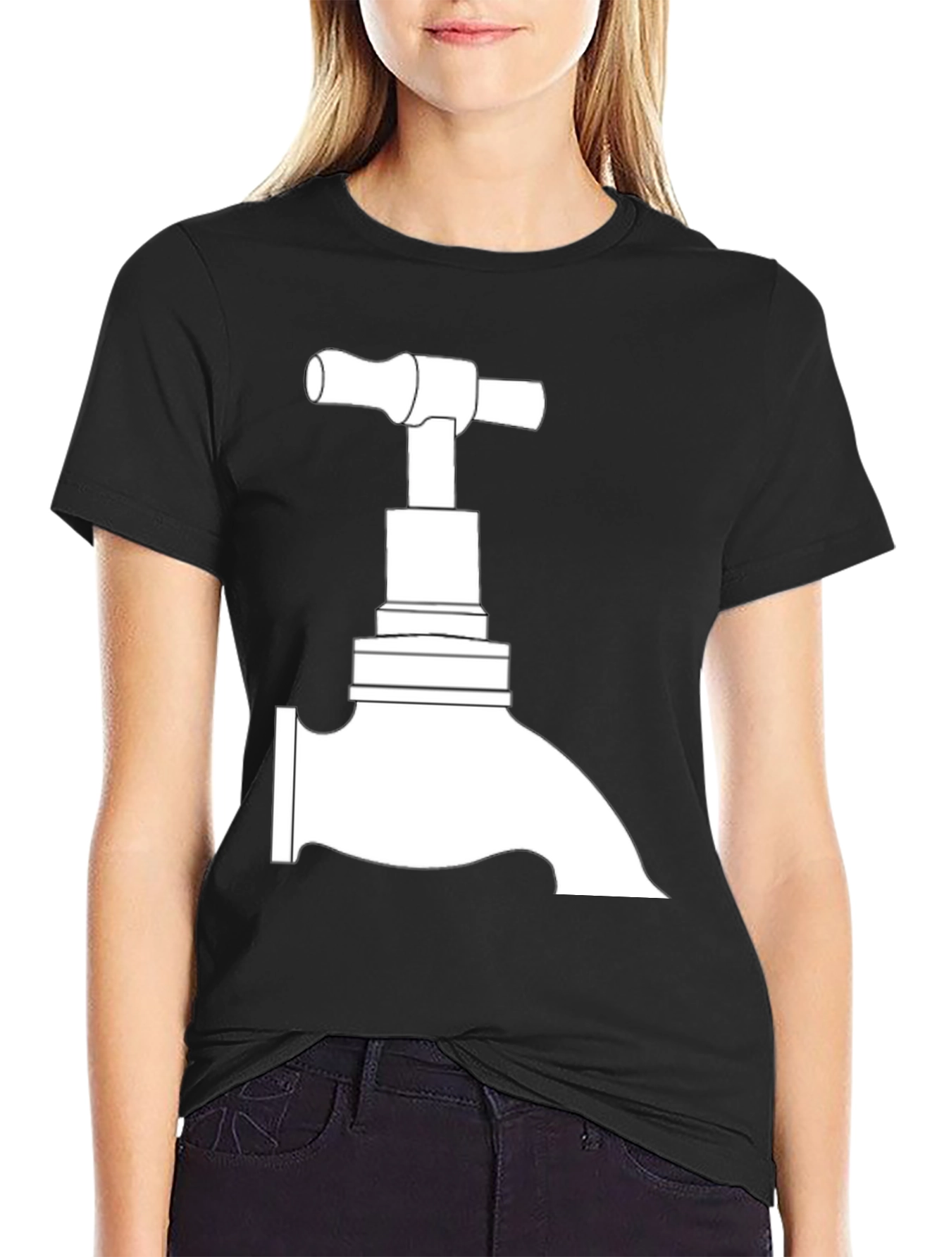Faucet Graphic Tee - Black Cotton T-Shirt