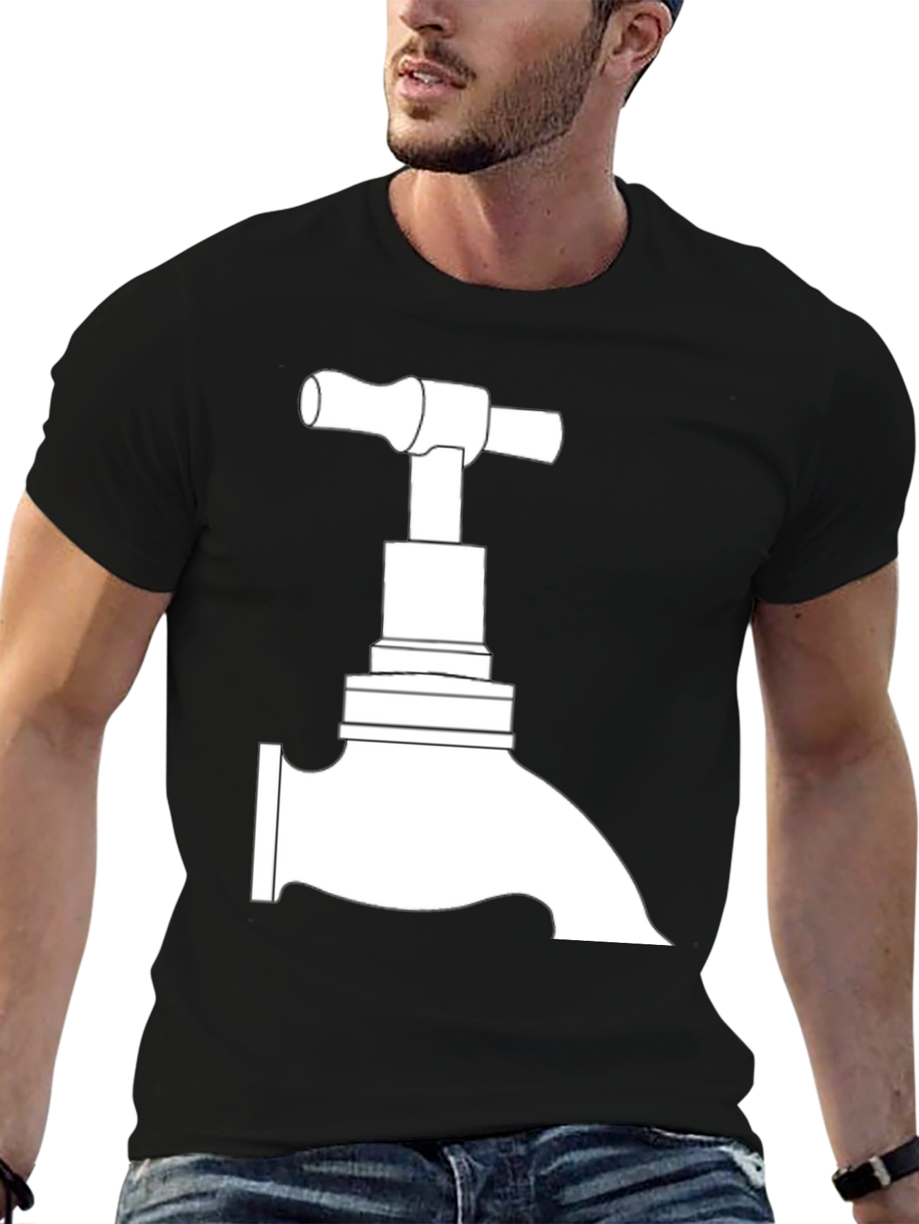 Faucet Graphic Tee - Black Cotton T-Shirt