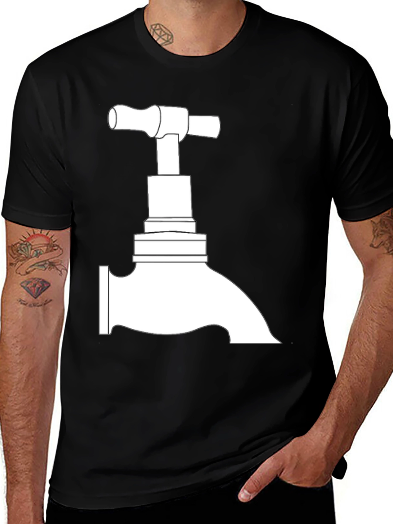 Faucet Graphic Tee - Black Cotton T-Shirt