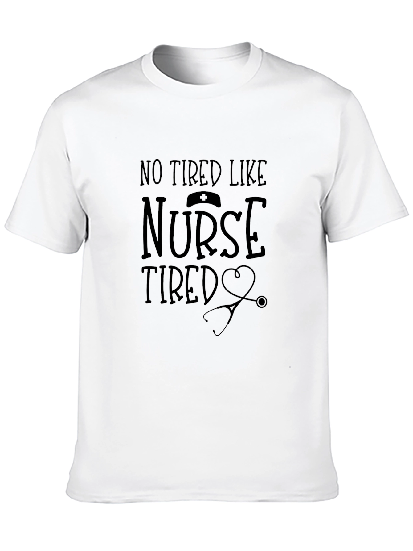 Nurse Tired Graphic Tee - Black Crew Neck T-Shirt