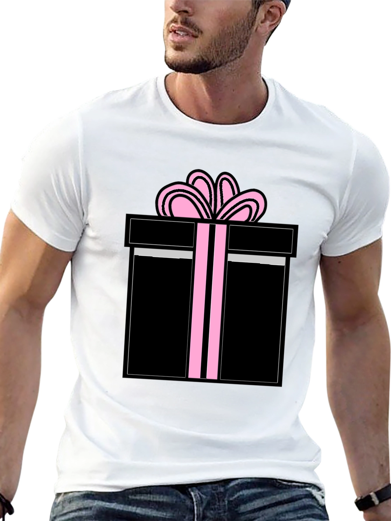 Gift Wrapped T-Shirt - Black with Pink Bow
