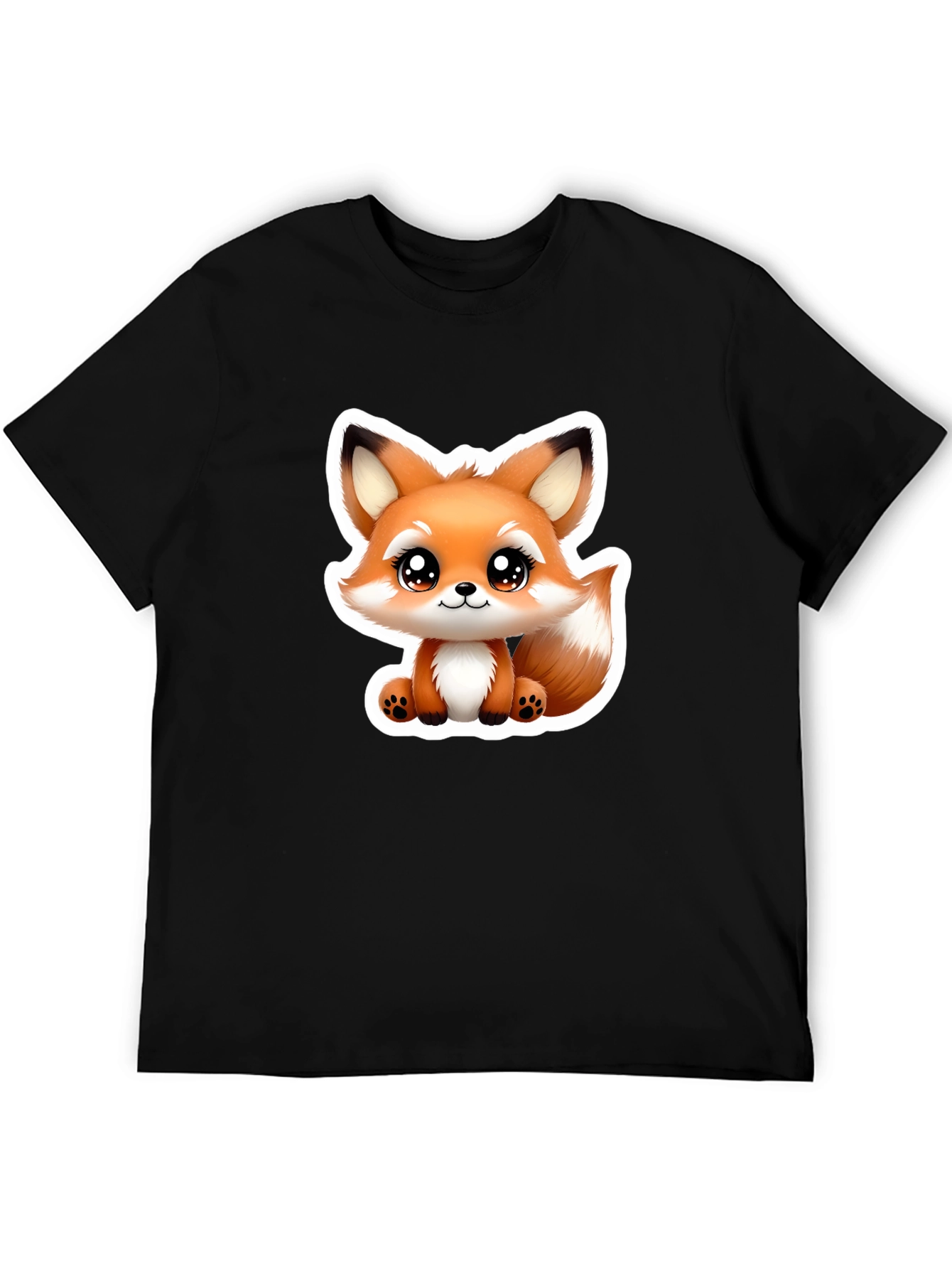 Cute Fox Graphic Tee - Soft Black Cotton Blend