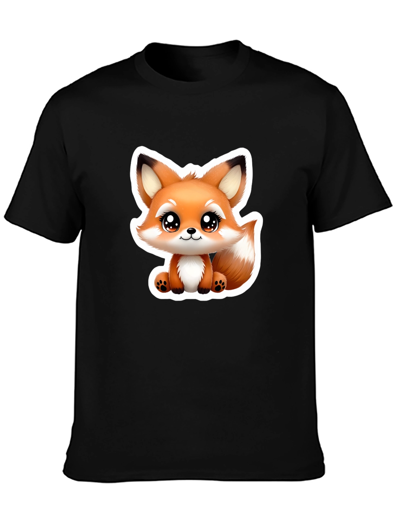 Cute Fox Graphic Tee - Soft Black Cotton Blend