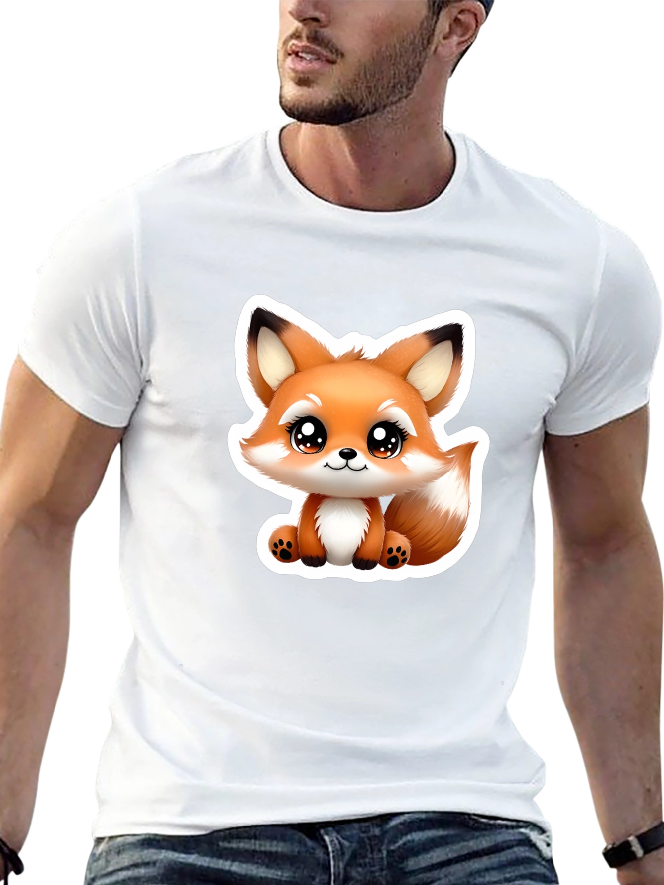 Cute Fox Graphic Tee - Soft Black Cotton Blend