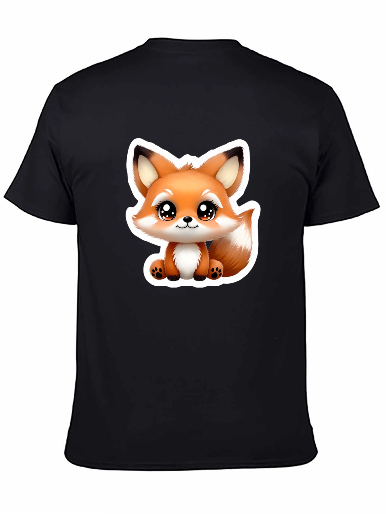 Cute Fox Graphic Tee - Soft Black Cotton Blend