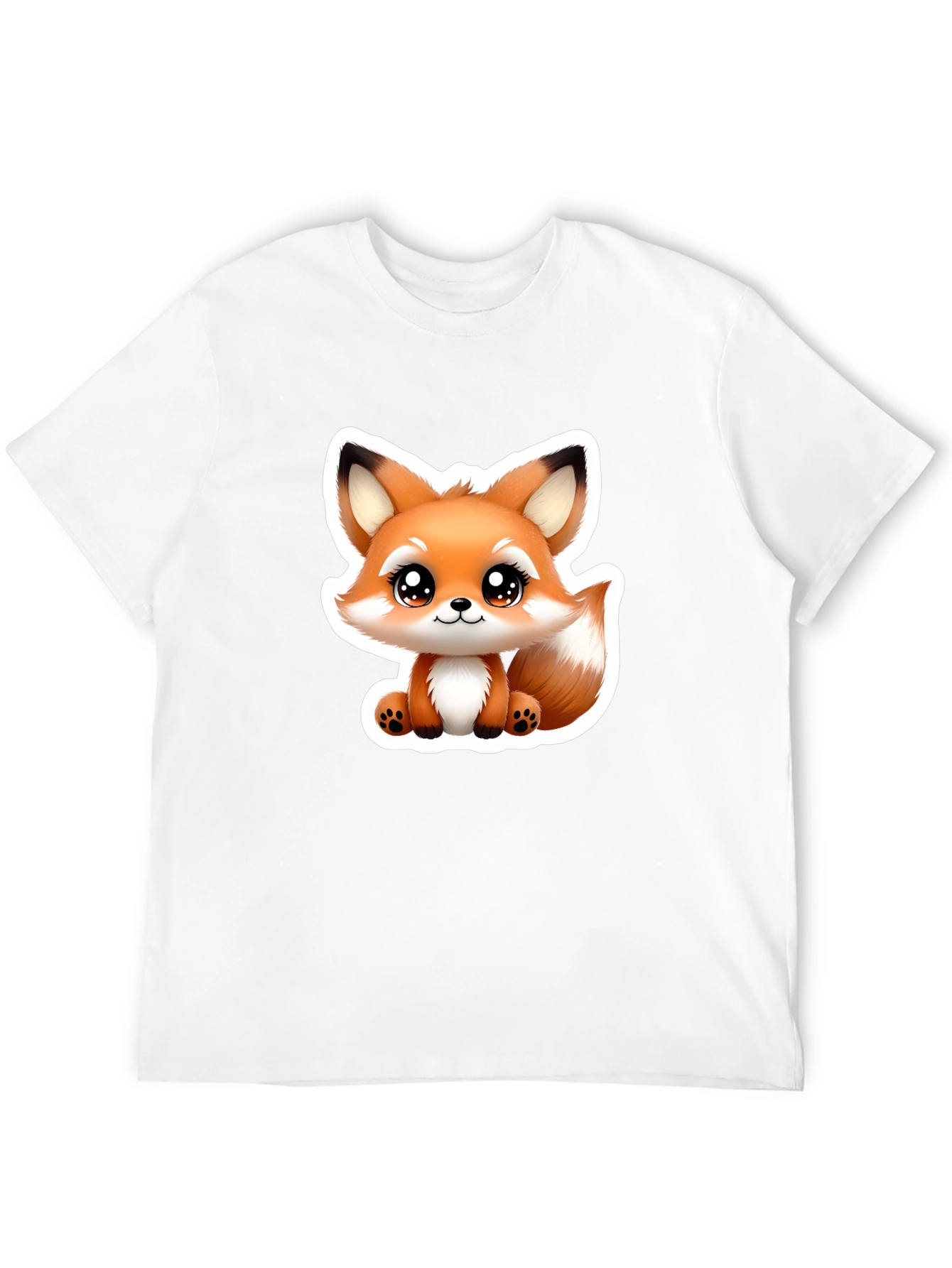Cute Fox Graphic Tee - Soft Black Cotton Blend