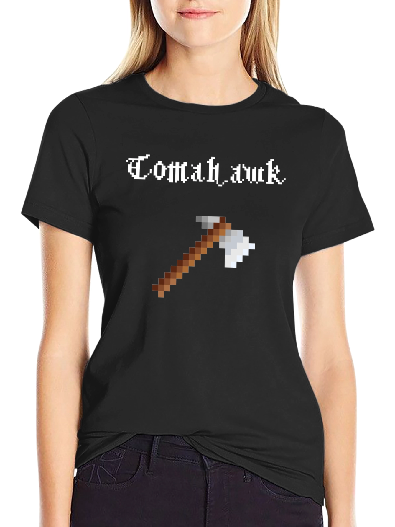 Tomahawk Axe Pixel Art Black T-Shirt