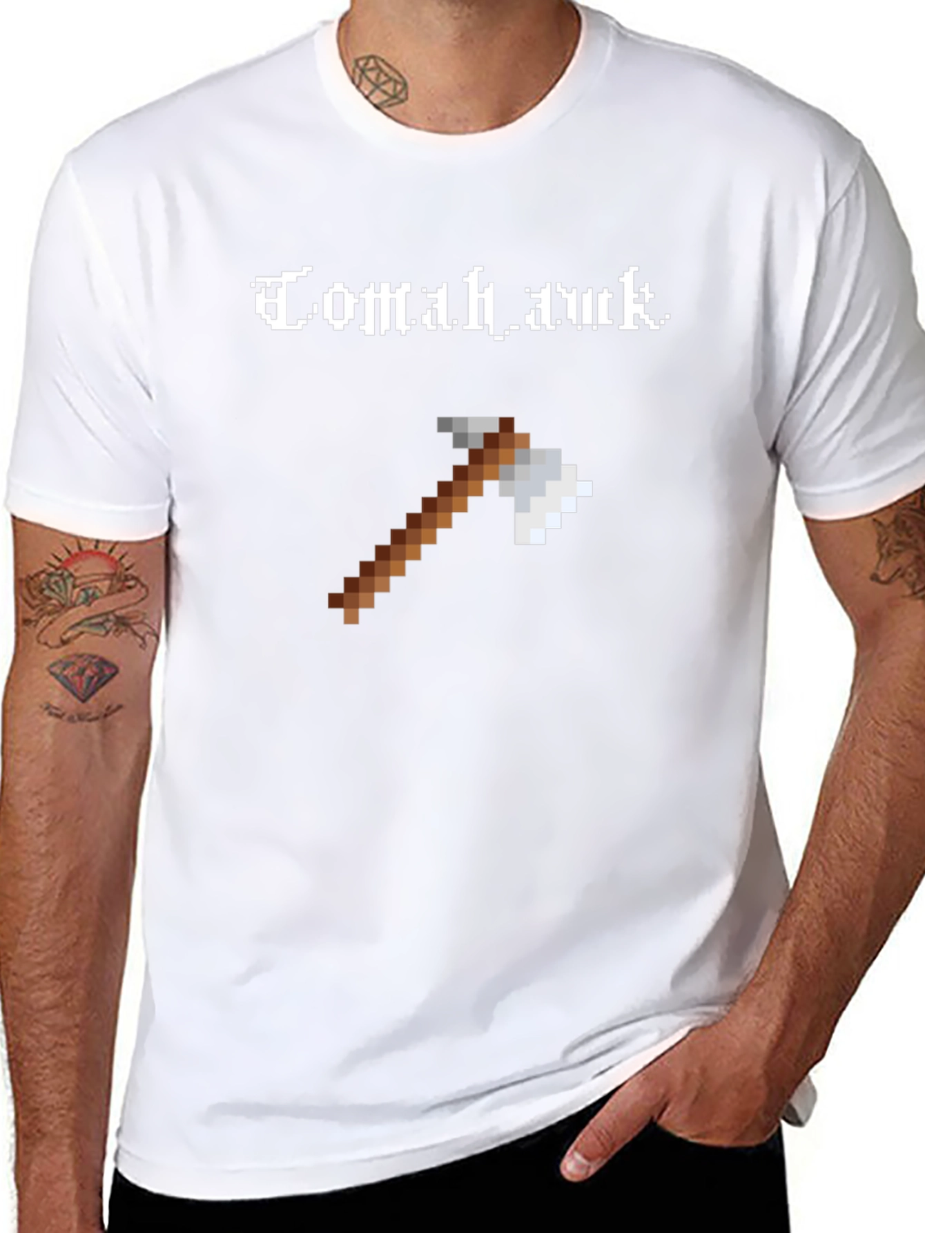 Tomahawk Axe Pixel Art Black T-Shirt