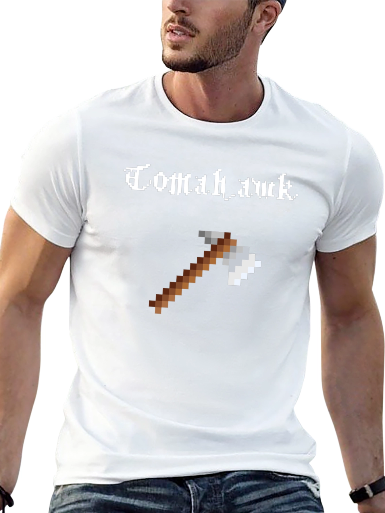 Tomahawk Axe Pixel Art Black T-Shirt