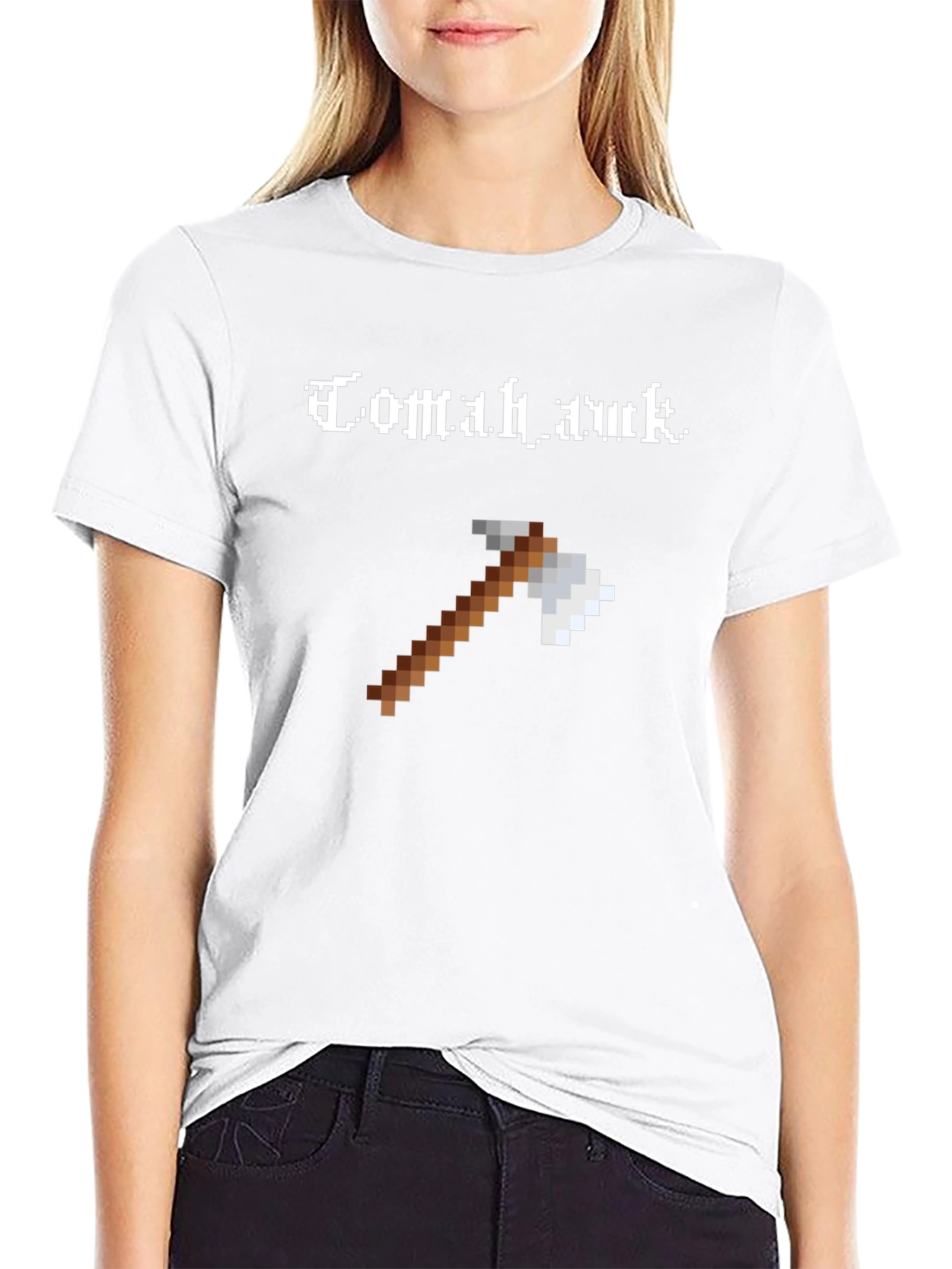 Tomahawk Axe Pixel Art Black T-Shirt