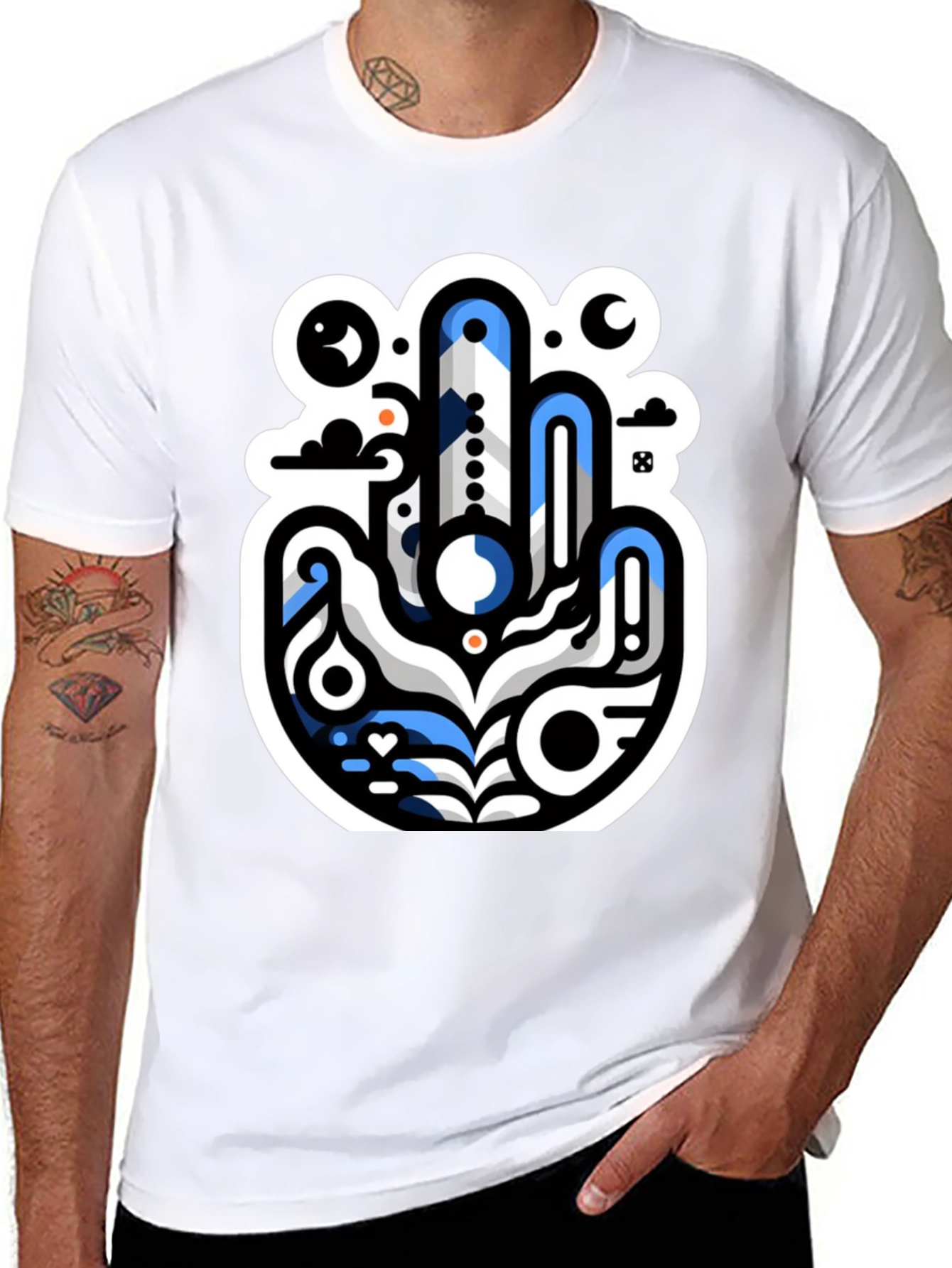 Abstract Hand Graphic Black T-Shirt