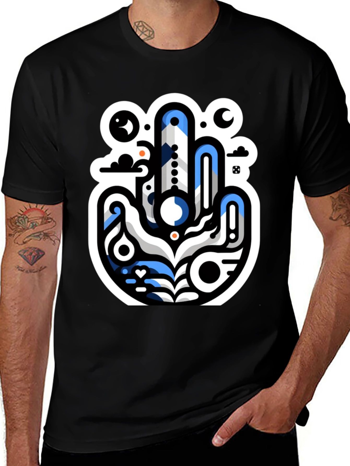 Abstract Hand Graphic Black T-Shirt