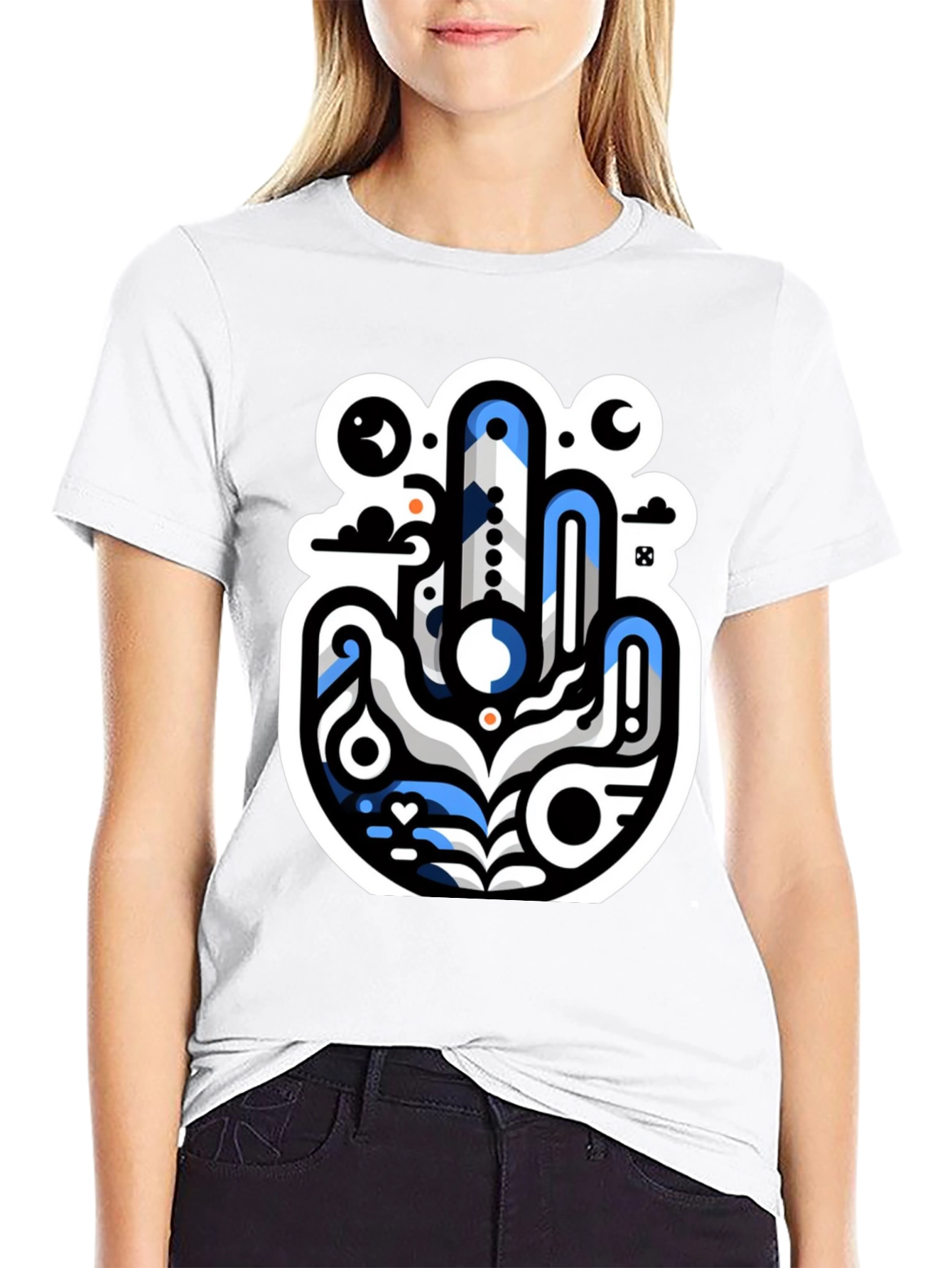 Abstract Hand Graphic Black T-Shirt